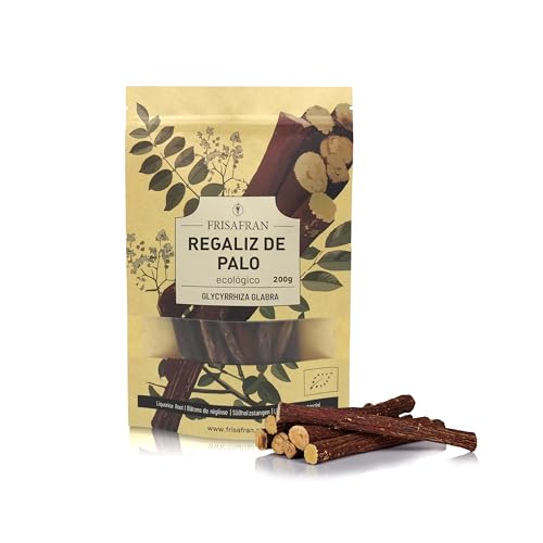 FRISAFRAN | Regaliz de palo SECO, DESHIDRATADO | Regaliz de palo natural | Ecológico | palo dulce | palodul natural fresco | regaliz | Palos de regaliz | Raíz regaliz | Directo del productor | 200g