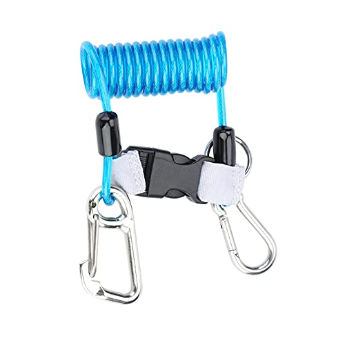 SALALIS Diving Lanyard cordon buceo Retractable Diving Lanyard Spring Coil Rope Diving Buckle Tools riffhaken for Diving, Outdoor Climbing, Underwater Photography (Blue) Safety Gear