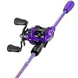 Sougayilang Baitcaster Combo –IM6 Graphite M/MH 2-Piece Rod, Stainless Steel Guides with Ceramic Rings,6.3:1 Gear Ratio High Speed Reel for Bass,Walleye, Catfish, Panfish Fishin