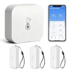 Chatthen Termometro Wifi, Higrometro Termometro Ex...: Alta precisión: El kit de temperatura y humedad Chatten ofrece un rango de medición de temperatura de -20 a 60 °C con una precisión de ±0,5 °C. La precisión de la humedad alcanza ±5 % dentro del rango de humedad relativa de 0-100 %. La aplicación adm...