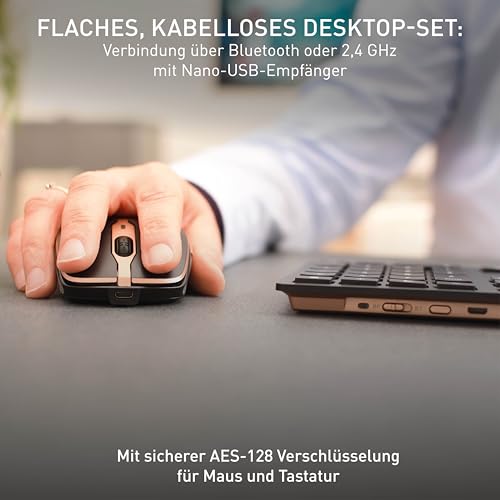 CHERRY DW 9100 Slim, Kabellose Tastatur und Maus, Deutsch QWERTZ, Schwarz – Ansicht 2