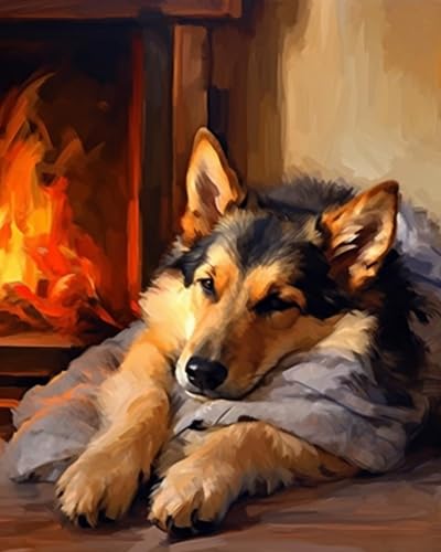 ZMHZMY Dog Paint by Number Kit for Adults,German Shepherd,Digital Painting