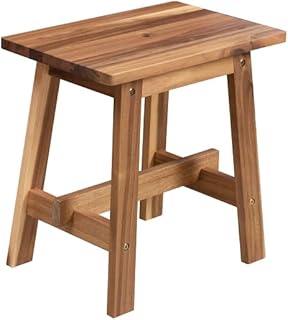 Solid Acacia Wood Stool, Small Bench Seat, Bedside End Tables Sub-Stool Wooden Step Stool, Bamboo Spa Bench Wood Seat Stool Foot Rest Shaving Stool, Bar Stool Bathroom Stool Plant Stool Makeup Stool