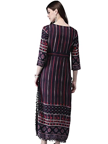 Image of Ayukta Women's Geometric Regular Cotton Printed Straight Kurta