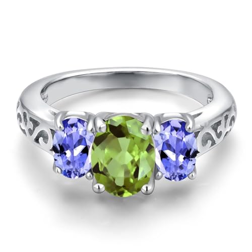 Gem Stone King 925 Sterling Silver Customized and Personalized Engagement Promise 3 Gemstone Birthstone Name Engraved Couple Mother's Ring For Women3