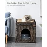 SETVSON Cat Litter Box Enclosure Furniture, Hidden Litter Box with Mat and Fence, Handwoven Rattan Cat House with Two S-Shaped Hooks for Living Room, Bedroom, 18.5 x 20.5 x 19.1 Inches (Brown) - Image 2
