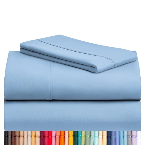 Image of LuxClub Club Twin Sheets - Soft Bed Sheet for-Boys-and-Girls-4 PC Deep Pockets 18 inch Eco Friendly Wrinkle Free Kids Machine Washable Hotel Bedding Silky Soft- Sky