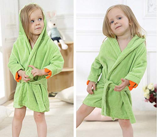 Maleroads Little Boy Girl Cotton Towel Bathrobe Cartoon Dinosaur Hooded Bath Robe 1-6Y #TOP2