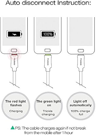 Micro USB Smart LED Auto Disconnect Quick Charge Data 3.2FT/1M Cable Android QC 3.0 for Samsung Galaxy S7/S7 Edge, Nexus, LG, Motorola, and More by Mcdodo (Sky Blue)