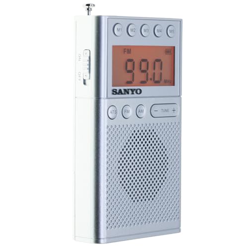 Radio Digital con Presintonias. KS 121P. Sanyo. Entrada para Auriculares. LCD Display. FM/Am Tuner. (Plata)