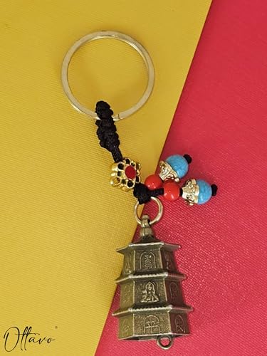 Image of OTTAVO Guardian Bell Keychain, Oxidized Copper, Tibetan Style, 5 cm Height, Good Luck Charm