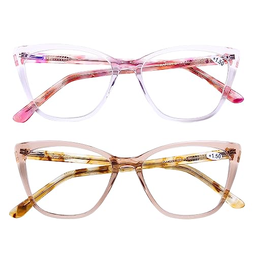 AQWANO Stylish Cat Eye Computer Reading Glasses Designer Blue Light Block Eyeglasses Readers Anti UV400 Digital Eyestrain for Women,2.5