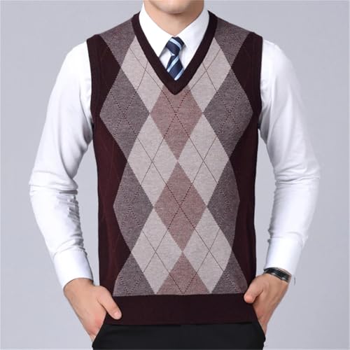 Men's Plaid Pullover Vest Slim Fit Knitted V-Neck Casual Business Outwear Tops3