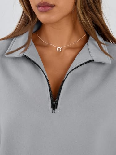 Image of Trendy Queen Women's Oversized Sweatshirts Half Quarter Zip Fleece Sweaters | Soft Cozy Zip Pullover, Comfort Warm Sweaters for Fall Winter, Fashion Mock Neck Outfits