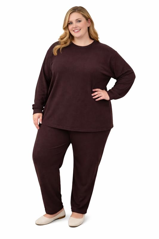 fashion plus point Women's Round Color Two-Piece Set | Long Sleeve Top & Wide Leg Pants Co-ord Set |and Big Size Casual Wear Co ord Set-picture-18