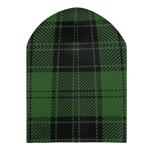Christmas Green Black Plaid Kids Beanie Hat for for Girls Boys Children Cap Winter Knitted Chemo Cancer Headwear Accessories Gifts Decoration3