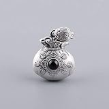 Colgantes De Plata 925 para Mujer,Vintage Creativo Estilo Chino Mate Lucky Bag Fu Palabra Micro Tallado Maitreya Buddha Pendant Simple Atmósfera Sin Cadena Collar De Moda Regalo De Cumpleaños Re