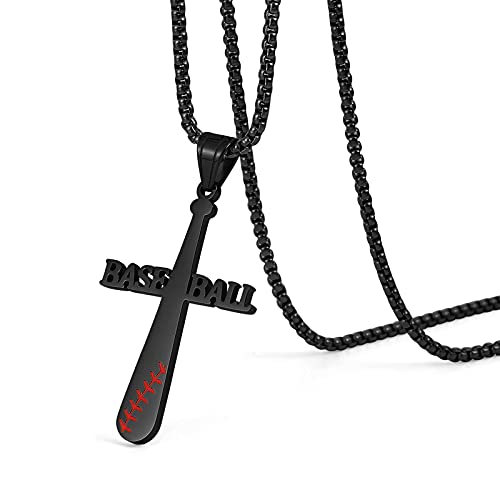 image for HZMAN Baseball Cross Pendant, I CAN DO ALL THINGS STRENGTH Bible Verse