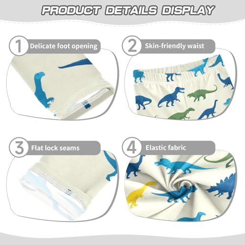 Vdsrup Girls Leggings Blue Dinosaur Green Kids Length Leggings Pants Athletic Yoga Pants Cute Toddler Tights Trousers 4T3