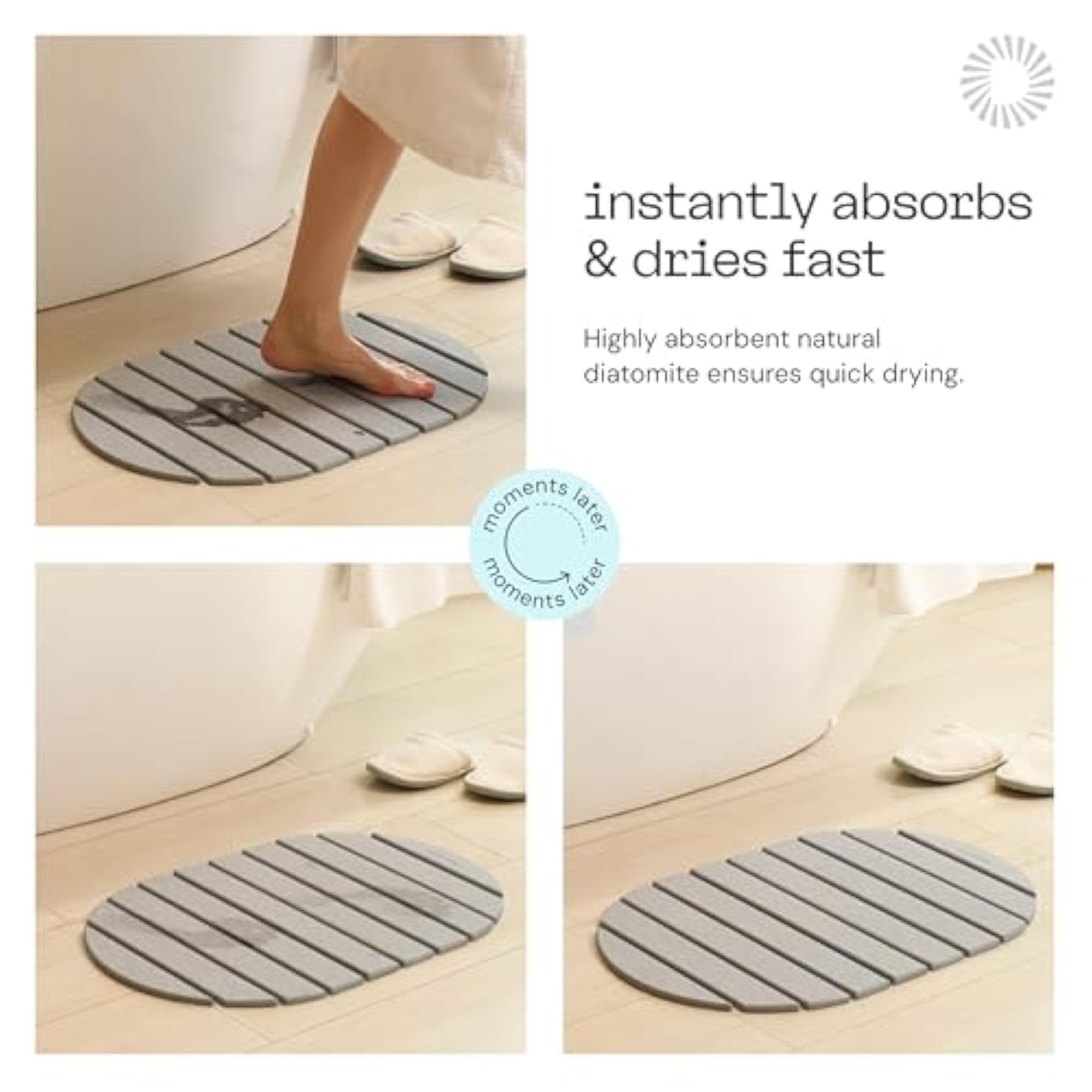 Light Grey Diatomite Foldable Bath Mat