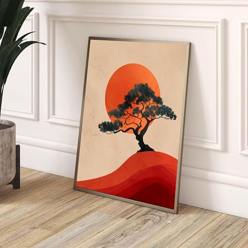 Tableau abstrait bonsaï japonais 70x110 cm sans cadre pour déco salon