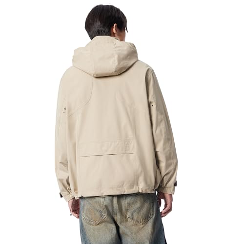Men's Cross Park Hidden Hood Zip Front Parka Jacket with Water Repellent Standard4