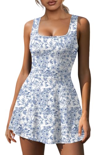 Image of NIASHOT Women's Athletic Dress with Built-in Shorts & Pockets Workout Tennis Golf Active Wear U Neck A-line Dresses