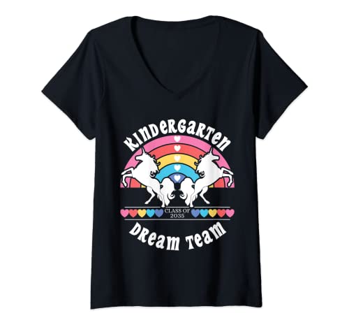 Mujer Niños Unicornio Dream Team Class of 2035 Girl Kindergarten Camiseta Cuello V