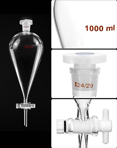 image for QWORK 1000ml Heavy Wall Conical Separating Funnel with 24/29 Fitting a