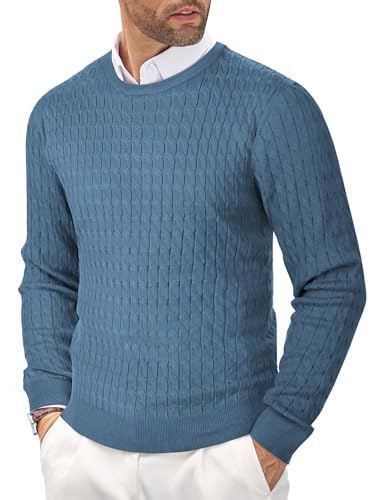 COOFANDY Mens Pullover Sweater Twist Textured Long Sleeve Knitted Sweaters