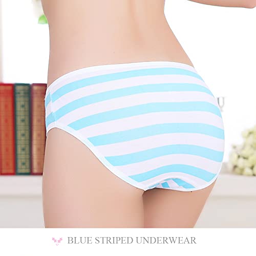 Hot Cute Japanese Style Blue&Pink Stripe Panties Bikini Cosplay Cotton Underwear Blue/Pink Free Size #TOP2