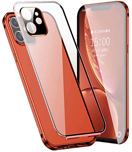 Funda de vidrio templado y marco de metal para iPhone 12 Mini carcasa transparente premium