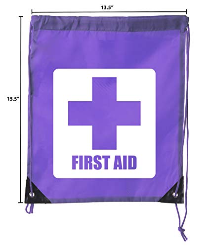 Image of Mato & Hash First Aid Backpack Drawstring Medical Bag for Emergencies or Epi Pen & Medicine - 10PK Purple CA2500FirstAid S4