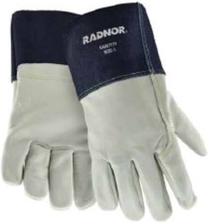 RADNOR X-Large 12 1/2" Navy Blue and White Premium Top Grain Cowhide MIG Welders Gloves (1 Pair)