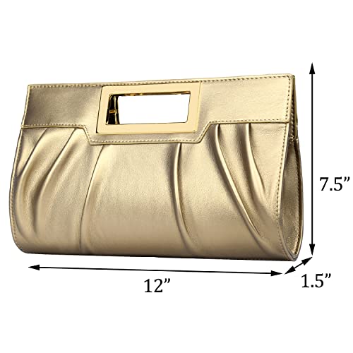 Image of KKXIU Women Clutch Purse Elegant Pleated Evening Bag for Wedding Prom Bridal with Chain Strap