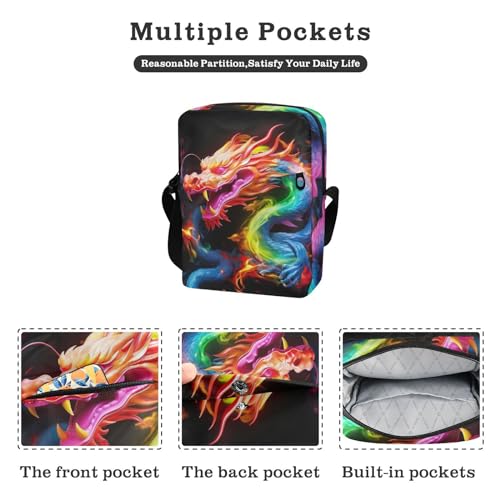 Crossbody Bag Color Flame Dragon Messenger Bag for Women Men Purse Shoulder Bag Satchel Bag with Adjustable Strap 214A07802