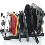 SimpleHouseware 7 Compartments Height Adjustable Pan Organizer, Black
