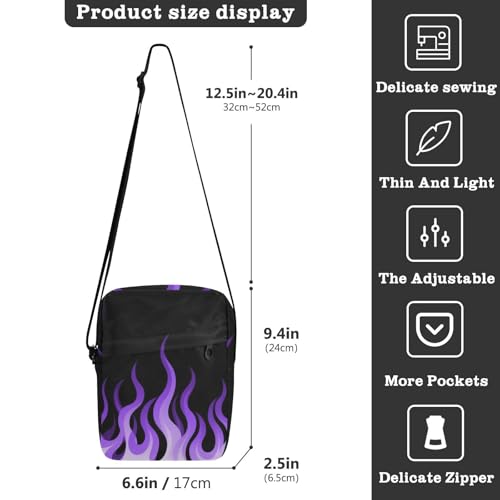 messenger bag Shoulder Crossover Bag Shoulder Handbags Adjustable Strap for Casual Casual- Flowing Fire Giraffe Purple3