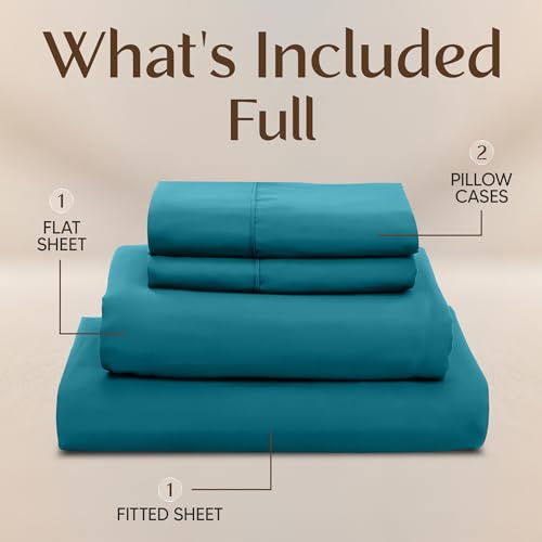 Image of Utopia Bedding Full Size Sheet Set - 4 Piece Bed Sheets, Soft and Breathable Microfiber, Includes 1 Fitted Sheet, 1 Flat Sheet and 2 Pillowcases - Oeko Tex (Denim Blue)