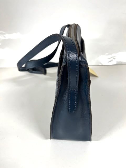 Patricia Nash Vallata Tooled Leather Crossbody Bag. Caribbean Blue