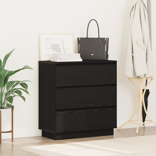 Table de chevet LED avec rangement compact en bois de chêne noir - 5