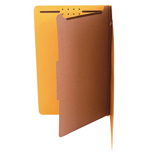 Universal Bright Colored Pressboard Classification Folders, 2" Expansion, 1 Divider, 4 Fasteners, Legal Size, Yellow Exterior, 10/Box #TOP2