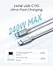 CUKTECH 240W USB C Cable 6A Fast Charging Braided Cable with Anti-Tangle Design, 4.92 ft, 48V/5A PD3.1 Cable for Laptop, iPhone, Samsung, Tablet, Data Transfer & 240W Max Quick Charge, White