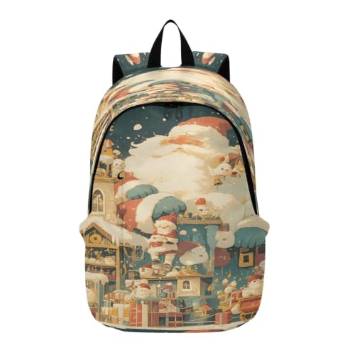 Sac à dos voyage neigeux Santa House pour lycéens et femmes actives