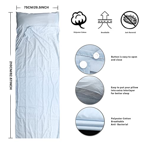 Sleeping Bag Liner, Travel & Camping Sheet For Adults, Lightweight And Compact Insert With Velcro - Comfortable Sleep Liners For Traveling, Hotel And Camping(Silver) #TOP1