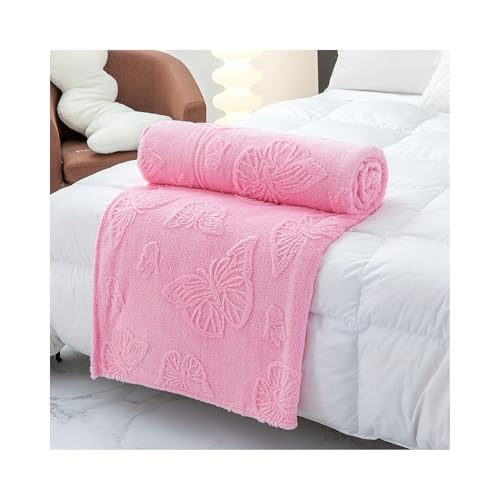 FWSHANGMAO Manta Mullida para Sofá, Elegante Manta Grande Extra Suave Y Acogedora con Diseño De Mariposas En Jacquard, para Todas Las Estaciones, Mantas Cálidas Y Versátiles para Cama, Sofás Y