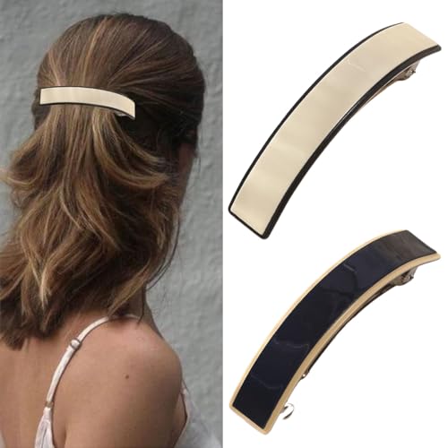 2 Pezzi Fermaglio Capelli Donna, Fermaglio automatico per capelli, Classici Rettangolari Francesi Fermagli Capelli, Fermagli per capelli in stile retrò, Fermagli per Capelli Eleganti da Donna