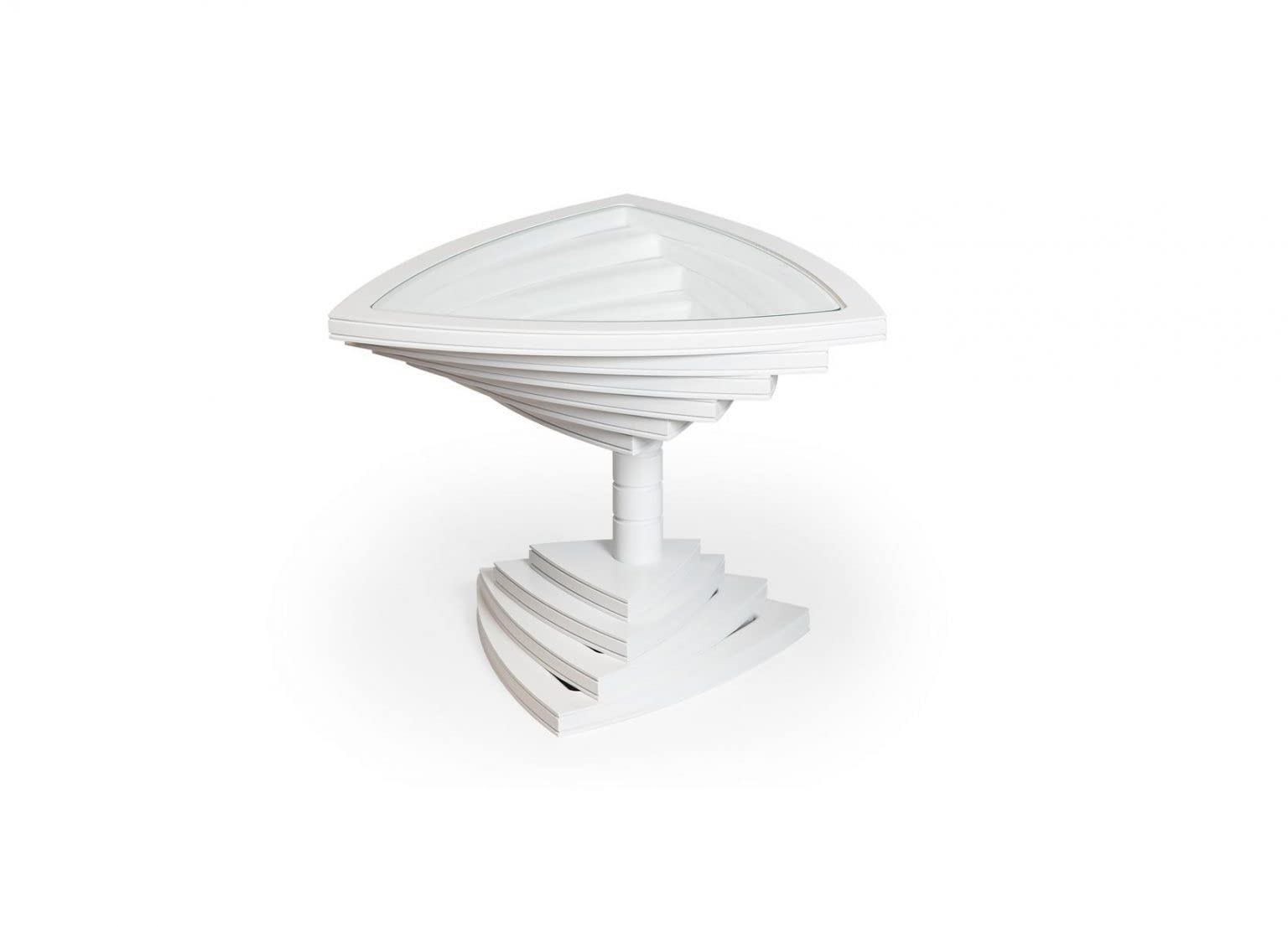 Super Sleek and Stylish GENUC Side Coffee Table Wooden and Tempered Glass Inlay 20 Inches, with Quintessential Mid-Century Modern Design, Sofa Table for Living Room, and White Finish