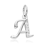 Adabele 1pc Real 925 Sterling Silver Letter A Charm Cubic Zirconia CZ Imitation Diamond Gemstone Dangle Name Initial Pendant Drop For Pandora Charm Bracelet DIY Craft Jewelry Making SSP-C1