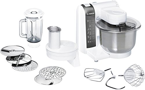Bosch MUM48120DE Küchenmaschine 600 W, 3,9 L Edelstahlrührschüssel, Durchlaufschnitzler, Mixer-Aufsatz, weiß